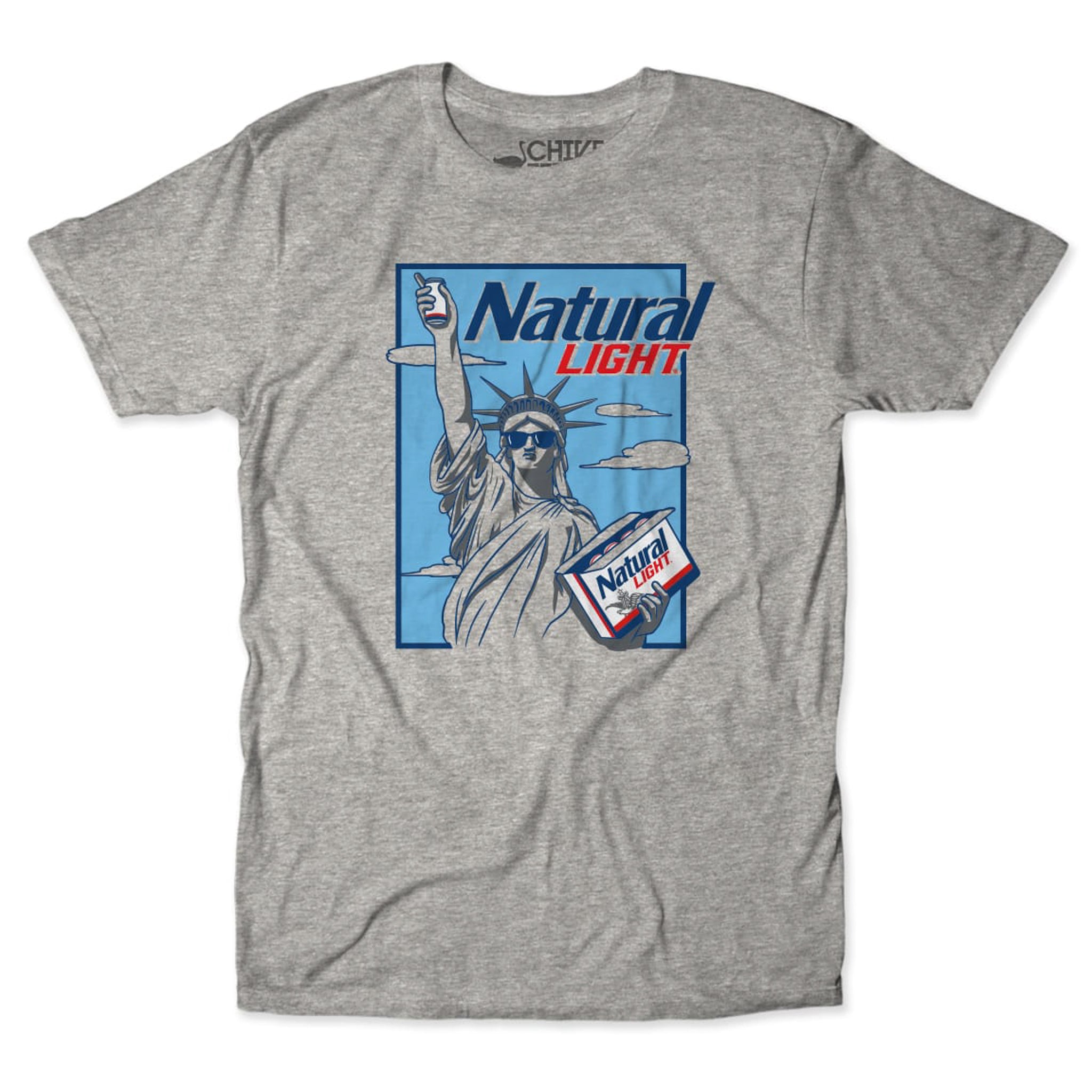 Natural Light Natty Statue Of Liberty T-Shirt - TheCHIVE Collab, Grey, Large, Premium Blend Tee, Made In USA - View #5