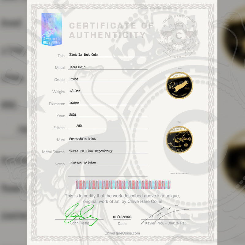 Blek Le Rat Warrior Gold Coin 1/10 oz