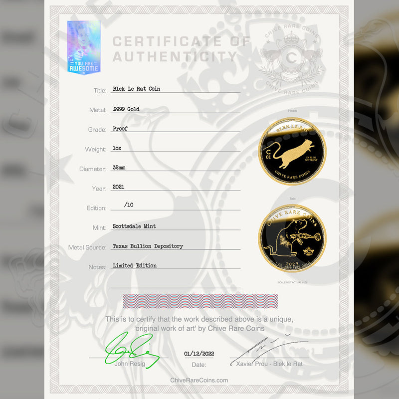 Blek Le Rat Warrior Gold Coin 1 oz