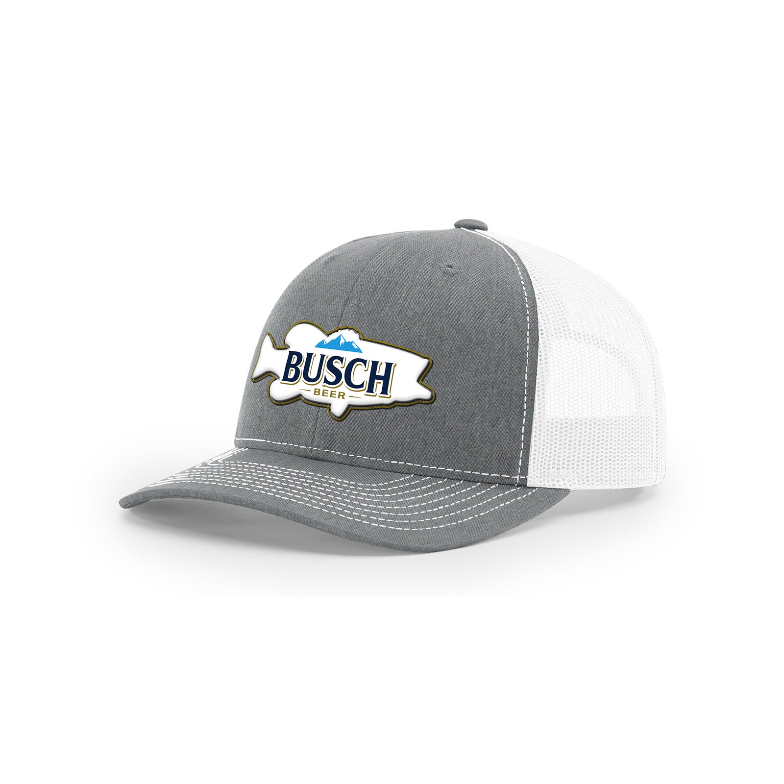Busch Light Fishing Shark Deep Sea Outdoor Retro Vintage Style Beer Trucker Hat Busch Light retro vintage patch on a smokeshow Camo ropebrim  main image 4
