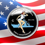 Colorized 250th Anniversary Bald Eagle Crest Silver Coin 1oz - Navy