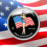 Colorized 250th Anniversary Bald Eagle Crest Silver Coin 1oz - Marine