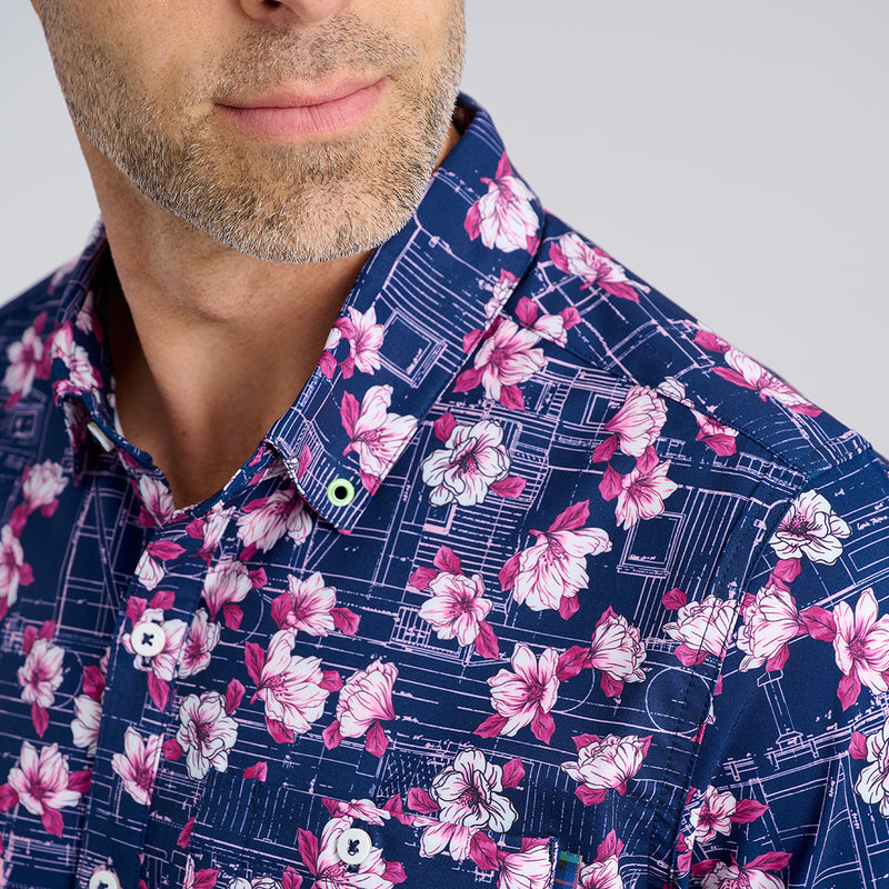 express short sleeve dress shirt Magnolia Express Men's Button Down | Navy